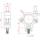 DOUGHTY T58086 HOOK CLAMP With M12 x 50 bolt and wingnut, black