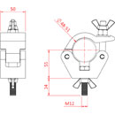DOUGHTY T57200 HOOK CLAMP With M12 x 50 bolt and wingnut, silver