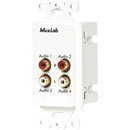 MUXLAB 500033-WP AUDIO BALUN Wallplate, 4-channel, 4x female RCA, 1-gang US, white