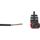 IEC-LOCK AC MAINS POWER CORDSET IEC-Lock vertical up C13 female - bare ends, 3 metre, black