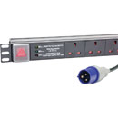 CANFORD PDU Economy, 1U horizontal, 6-way UK, 32A plug, surge protected