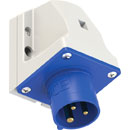 PCE 513-6 SPLASHPROOF 16A WALL MOUNTING APPLIANCE INLET, Straight, IP44, blue/grey