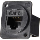 TUK D-SERIES KEYSTONE RJ45 BACK-TO-BACK COUPLER Cat6, rear at 90 degrees to front, black