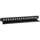 CANFORD CAT5e RJ45 PATCH PANEL, Economy, 1U, 1x16, Feedthrough, Screened,black