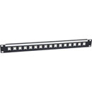 CANFORD CAT6A RJ45 PATCH PANEL, Economy, 1U, 1x16, IDC, Screened, black