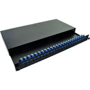SC SM PANEL, 48 way (24x Duplex) 1U with sliding tray and fibre management, black