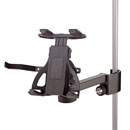 K&M 19740 TABLET HOLDER Pole-mount clamp, 160-320mm x 230-222mm range, black