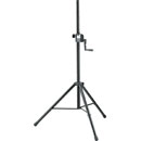 K&M 21302 LOUDSPEAKER STAND Floor, folding legs, up to 40kg, 1385-2180mm, hand crank, black