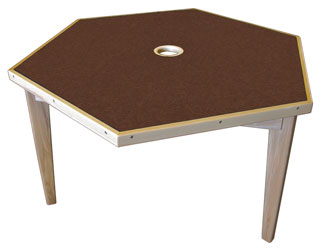 CANFORD ACOUSTIC TABLE Ash, hexagonal 1220mm, dual jacks, brown fabric