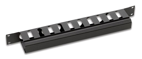 CANFORD CABLE MANAGEMENT PANEL Horizontal, 10 channel, with cover plate, 1U, black