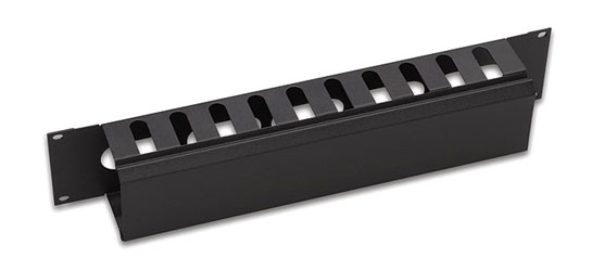 CANFORD CABLE MANAGEMENT PANEL Horizontal, 10 channel, with cover plate, 2U, black