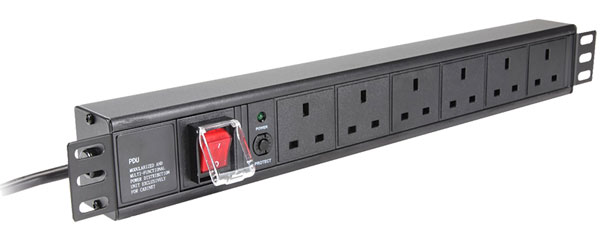 CANFORD ES7880706-T PDU, horizontal, 6-way, UK, surge protected