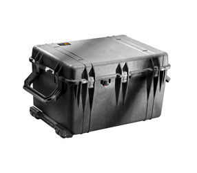 PELI 1660 PROTECTOR CASE Internal dimensions 716x502x448mm, with padded dividers, wheeled, black