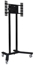 B-TECH BT8504/BC FLAT SCREEN FLOOR STAND/TROLLEY Universal, large, black base, chrome poles