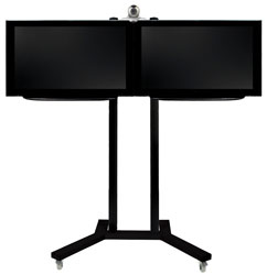 B-TECH BT8511/BB FLAT SCREEN FLOOR STAND/TROLLEY Dual universal, 2x 39-46 inch, black poles