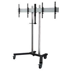 B-TECH BT8511/BC FLAT SCREEN FLOOR STAND/TROLLEY Dual universal, 2x 39-46 inch, chrome poles