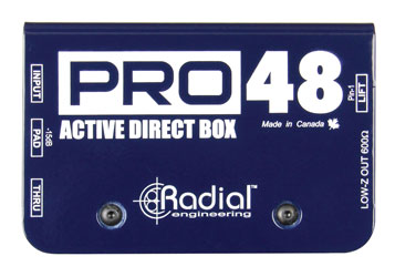 RADIAL PRO48 DI BOX Active, mono, 6.35mm jack input, 6.35mm jack thru