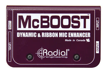 RADIAL MCBOOST SIGNAL BOOSTER Microphone, variable 0 to 25dB, 3-pin XLR input