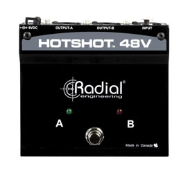 RADIAL HOTSHOT 48V MICROPHONE SWITCHER Pedal, passive, 2x output channels