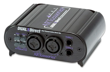 ART DUALXDIRECT Active, dual channel, 6.35mm jack/XLR inputs, balanced 3-pin XLR outputs