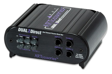 ART DUALZDIRECT Passive, dual channel, 6.35mm jack/XLR inputs, balanced 3-pin XLR outputs