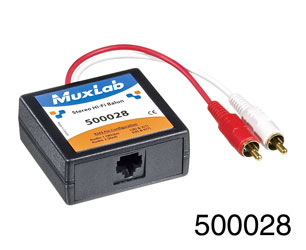 MUXLAB 500028 STEREO HI-FI BALUN Dual male RCA, RJ45