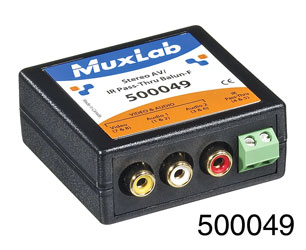 MUXLAB 500049 STEREO AV/IR PASS-THRU BALUN 3x female RCA, RJ45, terminal screws, female