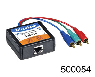 MUXLAB 500054 COMPONENT VIDEO/IR PASS-THRU BALUN 3x male RCA, RJ45, terminal screws, male