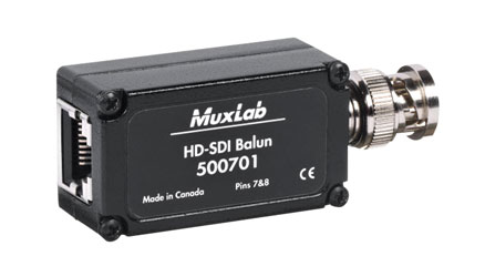 MUXLAB 500701 BALUN HD-SDI video, over Cat5E/6, 45m reach, 1x male BNC