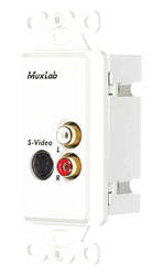 MUXLAB 500038-WP AUDIO/VIDEO BALUN Wallplate, S-Video, dual female RCA, 1-gang, US, white