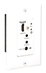 MUXLAB 500451-WP VIDEO EXTENDER Wallplate, receiver, HDMI, UHD-4K, 1-gang US, Decora, white