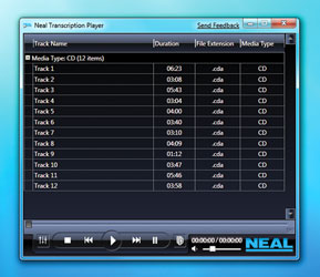 NEAL TRANSCRIPTION PLAYER SOFTWARE CD, Single user licence, PC