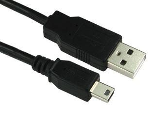 USB CABLE 2.0, Type A male - Type B-mini 5-pole male, 2 metre