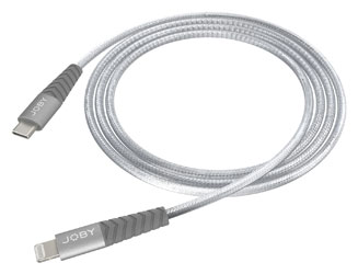 JOBY CHARGE AND SYNC CABLE USB-C to Lightning, Apple MFi certified, braided nylon, 30W PD, 2m, grey