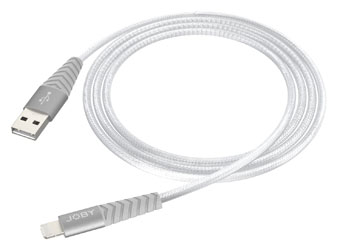 JOBY CHARGE AND SYNC CABLE Lightning, Apple MFi certified, braided nylon, 2.4A, 1.2m, silver