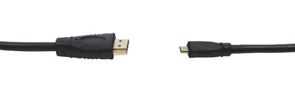 HDMI CABLE High speed with Ethernet, Micro D male to Type A male, 2 metres