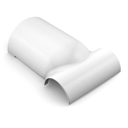 D-LINE FLST5030W 1/2-ROUND CLIP-OVER SKIRTING TEE, 1 x 50x25 to 2 x 30x15, white