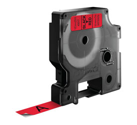 DYMO 45017 LABEL TAPE 12mm Red tape, black print