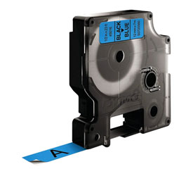 DYMO 45016 LABEL TAPE 12mm Blue tape, black print