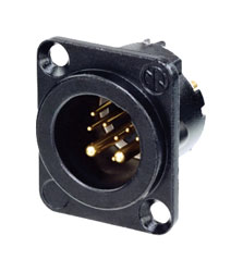 NEUTRIK NC10MD-LX-B Male panel connector, black shell, gold contacts