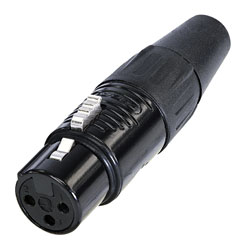 REAN RC3F-BAG XLR Female cable connector, black shell, silver-plated contacts, 3-pin