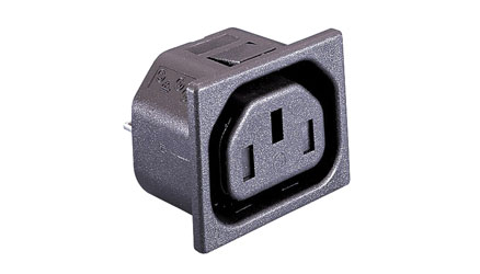BULGIN PX0783/15/28 IEC MAINS CONNECTOR C13 type, female, panel, shuttered, snap-in fixing