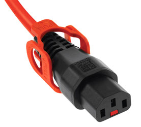 IEC-LOCK AC MAINS POWER CORDSET IEC-Lock+ C13 female - bare ends, 3 metres, orange