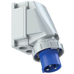 PCE 533-6 WATERTIGHT 63A WALL MOUNTING APPLIANCE INLET, Straight, IP67, blue/grey