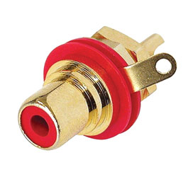 REAN NYS367-2 RCA (PHONO) PANEL SOCKET Gold contacts, red ring
