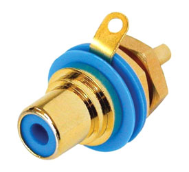 REAN NYS367-6 RCA (PHONO) PANEL SOCKET Gold contacts, blue ring