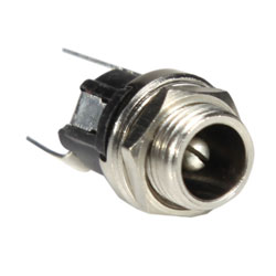 DC CONNECTOR Male panel, 2.5mm, 10mm shaft