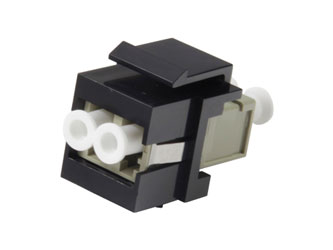 TUK KEYSTONE FIBRE COUPLER LC to LC, multi mode, duplex, black/beige