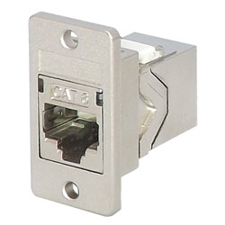 TUK PANEL MOUNT KEYSTONE RJ45 BACK-TO-BACK COUPLER Cat6, shielded metal body