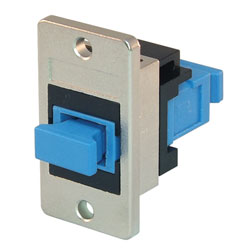 TUK PANEL MOUNT KEYSTONE FIBRE COUPLER SC to SC, single mode, simplex, black/blue